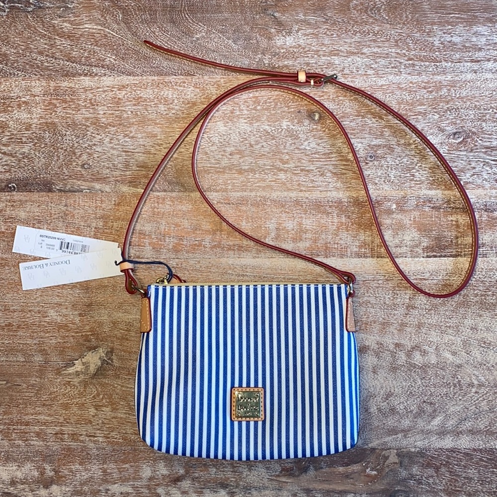 NWT Dooney and Bourke Navy Striped Crossbody Pouchette